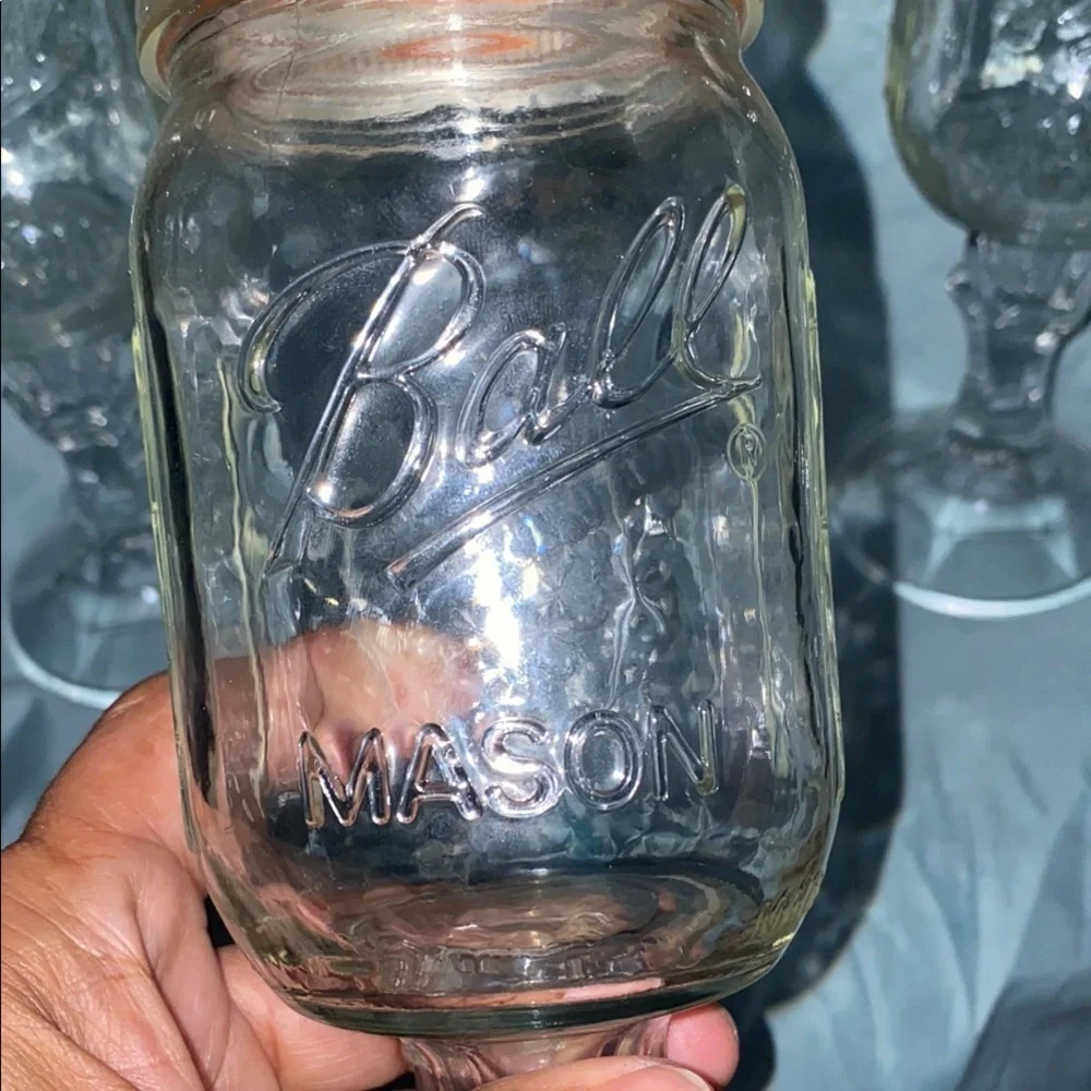 BX48 Vintage Set of 4 Mason Jar Goblets wine